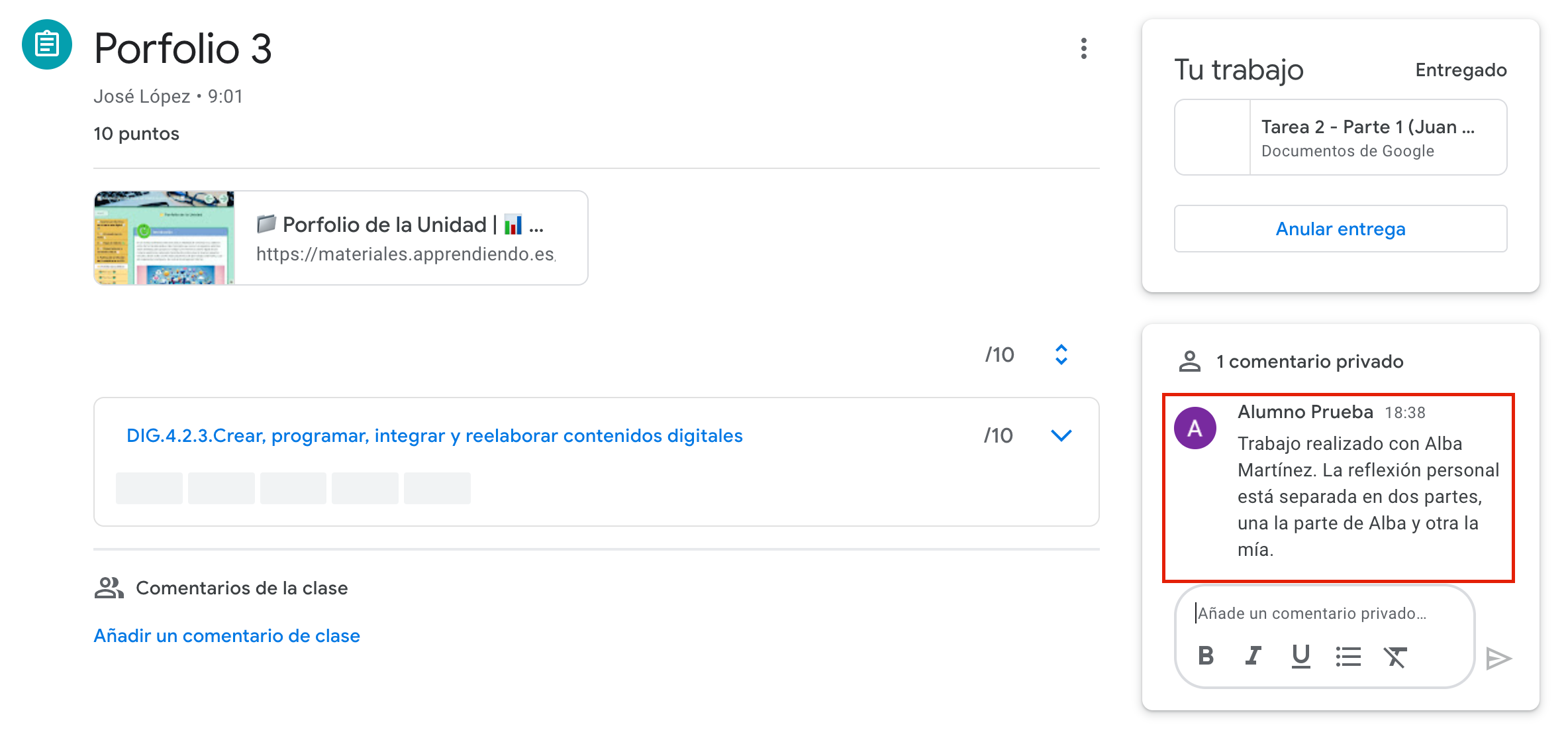 Comentarios Privados